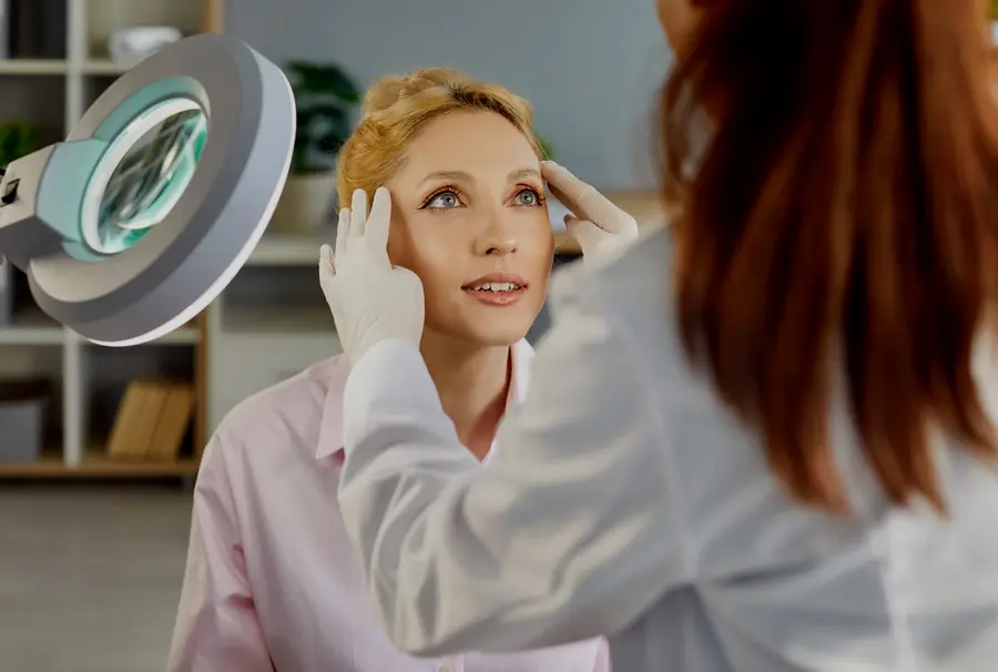 Paciente durante una consulta dermatológica general